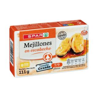 Mejillones Spar escabeche 20/25 ud 111gr