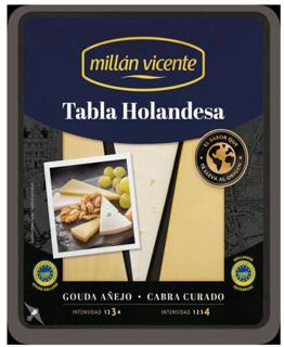 Tabla Millán Vicente quesos Holandesa gouda añejo y cabra curado 90gr