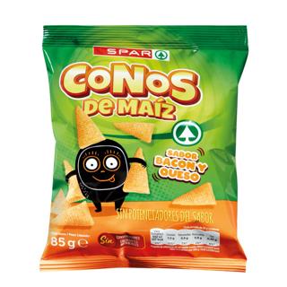 Snacks Spar conos de maíz sabor bacon y queso 85gr