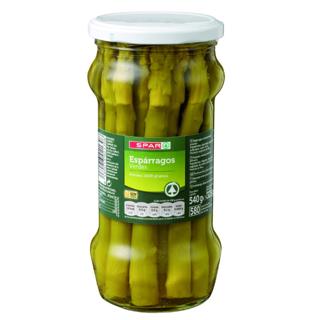 Espárragos Spar verdes gruesos 14/20 tarro 580gr