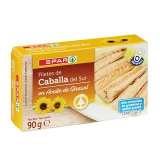 Filetes de Caballa Spar del sur en aceite de girasol lata 90gr