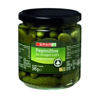 Pepinillos Spar 150/300 en vinagre extra tarro 370gr