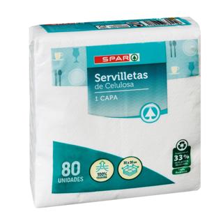 Servilletas Spar de celulosa 1 capa 30x30cm 80UD