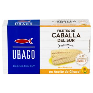 Filetes de Caballa Ubago en aceite de girasol bajo en sal lata 125gr