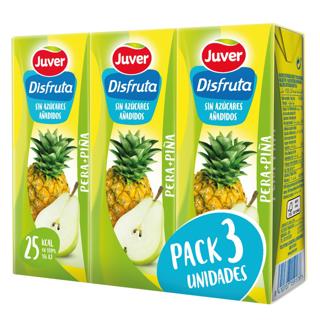 Néctar Juver Disfruta de pera y piña sin azúcar añadido brick 3x200ml