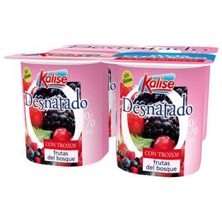 Yogur Kalise frutos del bosque trozos desnatado 4x125gr