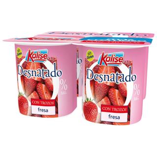 Yogur Kalise fresas trozos desnatado 4x125gr