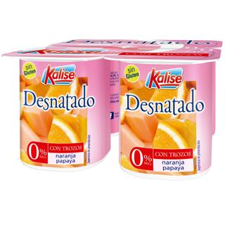 Yogur Kalise papaya naranja trozos desnatado 4x125gr