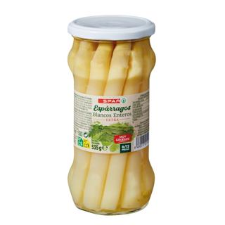Espárragos Spar blancos enteros gruesos 9/12 tarro 580gr