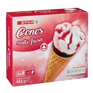 Helado Spar cono nata y fresa 6x120ml