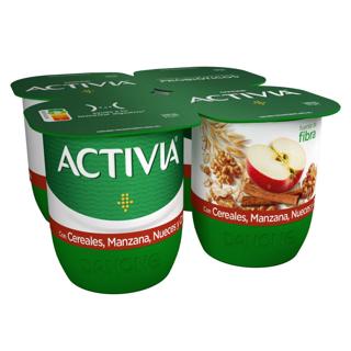 Activia con cereales, manzana, nueces y canela 4x120gr