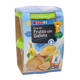 Compota Spar de fruta y galletas 2x200gr