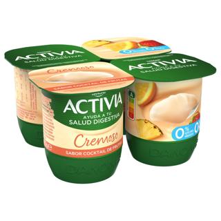 Activia cocktail de frutas cremoso 0% 4x115gr