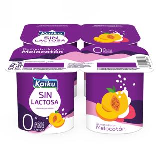 Yogur Kaiku melocotón desnatado sin lactosa 4x125gr