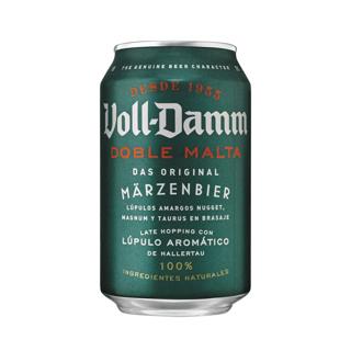 Cerveza Voll-Damm rubia extra doble malta con lúpulo aromático lata 33cl