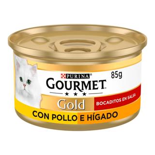 Comida Húmeda para gatos Purina Gourmet Gold bocaditos carne en salsa lata 85gr