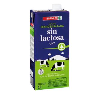 Leche Spar semidesnatada sin lactosa brik 1L