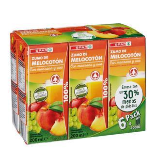 Néctar Spar de melocotón con manzana y uva brick 6x200ml