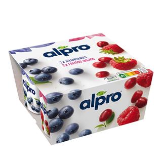 Alpro vegetal de soja 2 de arándanos y 2 de frutos rojos 4x125gr