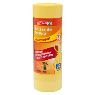 Bolsas Spar de basura amarilla autocierre 30 litros 55x60  30UD