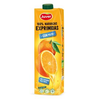 Zumo Juver 100% naranjas exprimidas con pulpa brick 1L