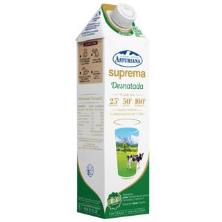 Leche Asturiana suprema desnatada 0% mg sin lactosa brik 1L