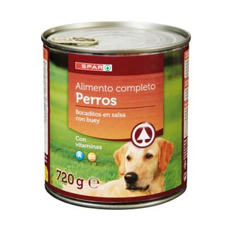 Comida Húmeda para perros Spar bocaditos con buey lata 720gr