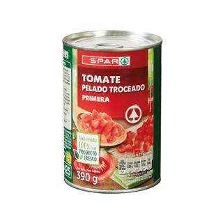Tomate Spar pelado y troceado lata 390gr