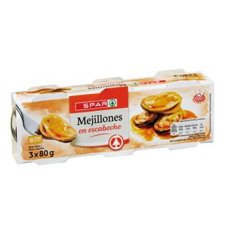 Mejillones Spar en escabeche lata 3x80gr