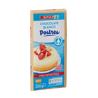 Chocolate Spar blanco para postres tableta 200gr