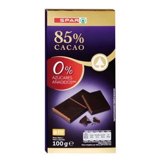 Chocolate Spar 85% cacao sin azúcar 100gr