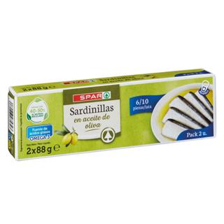 Sardinillas Spar en aceite de oliva lata 2x88gr