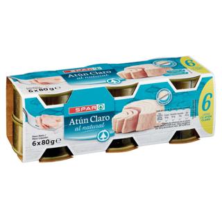 Atún Spar claro al natural lata 6x80gr