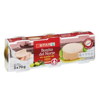 Bonito del Norte Spar en aceite de oliva lata 3x70gr