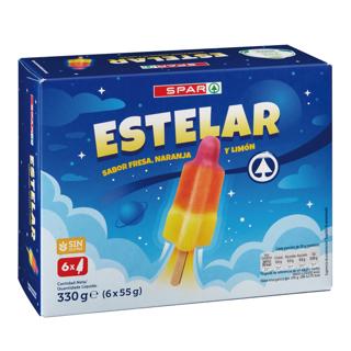 Helado Spar estelar fresa naranja limón 6x55gr