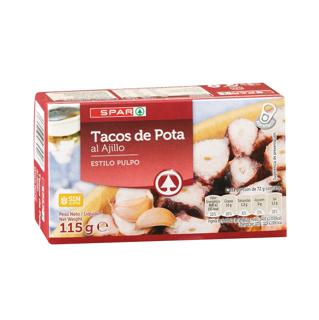 Tacos de Pota Spar al ajillo lata 115gr