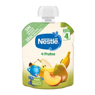 Pouch Nestlé 4 frutas Pera, Manzana, Plátano y naranja 100% 90 gr