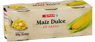 Maíz Spar dulce en grano pack 3 150g