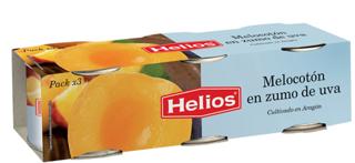 Melocotón helios almibar sin azucar en lata 3x200gr