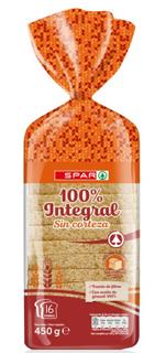 Pan de Molde Spar integral sin corteza sin azúcar 450gr