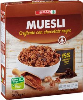 Muesli Spar crujiente con chocolate negro 500gr