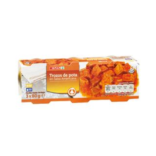 Trozos de Pota Spar en salsa americana lata 3x80gr