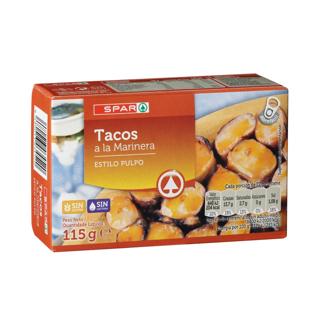 Tacos de Pota Spar en salsa marinera lata 115gr