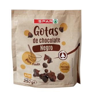 GOTAS SPAR CHOCOLATE NEGRO FUNDIR 250GR