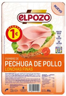 Pechuga El Pozo de pollo lonchas finas 80gr