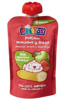 POUCH PASITOS MANZ/FRESA/PLÁT.100% 120GR