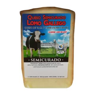 Queso Lomo El Gallego de vaca y cabra ahumado semicurado cuña 350gr