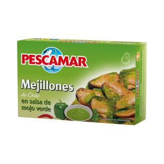 Mejillones Pescamar en salsa de mojo verde lata 111gr