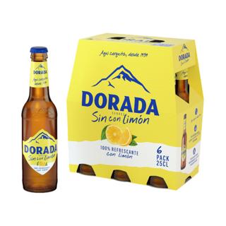 Cerveza Dorada limón sin alcohol botella pack 6x25cl