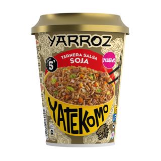 Yarroz Yatekomo con ternera salsa de soja vaso 84gr
